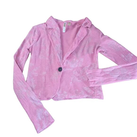 Eyeshadow Women's Medium Cardigan Sweater Pink Long Sleeve Notched Collar - Picture 1 of 8